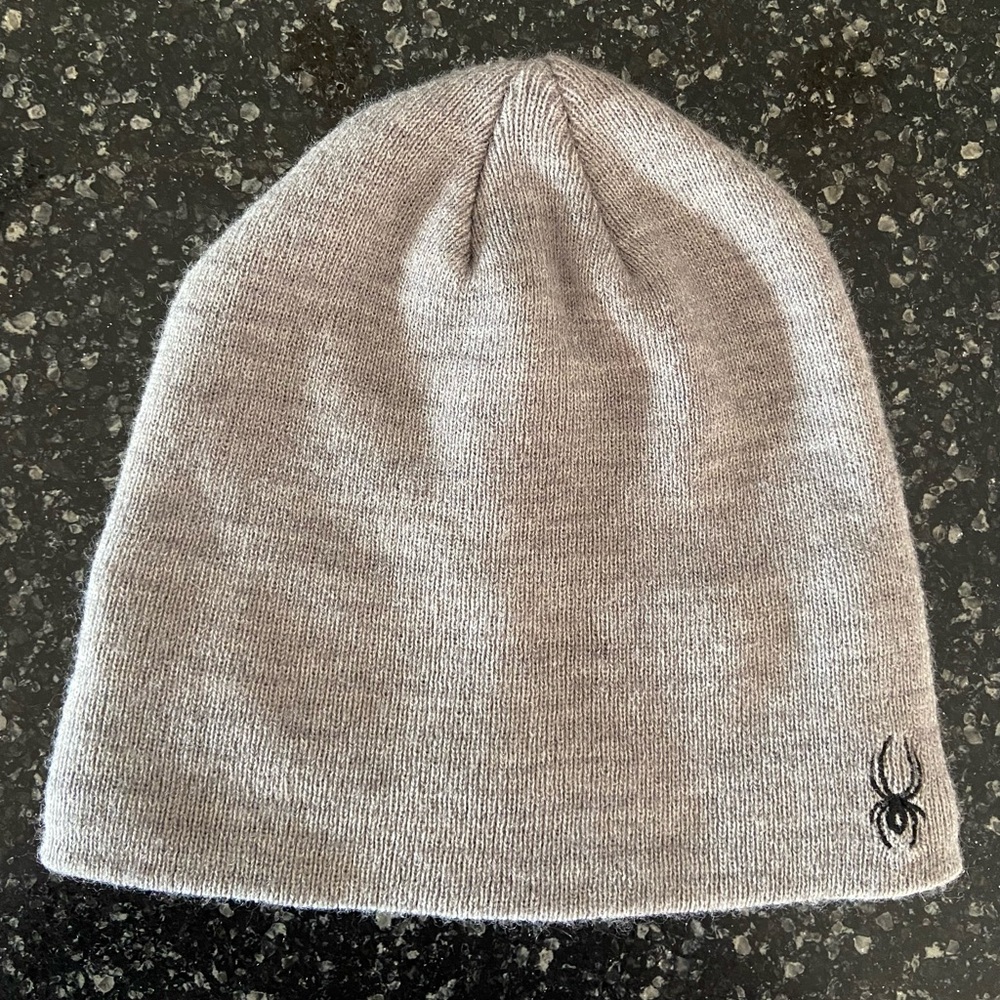 Spyder Unisex Wool Blend Knit Grey Beanie toque Inner Fleece Headband One Size
